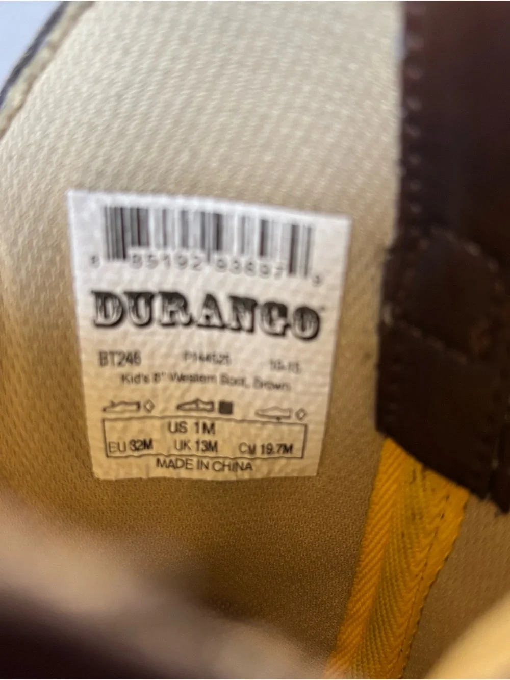 Durango Kids size 1M Texas Flag Western Cowboy Boots model BT246 some peeling